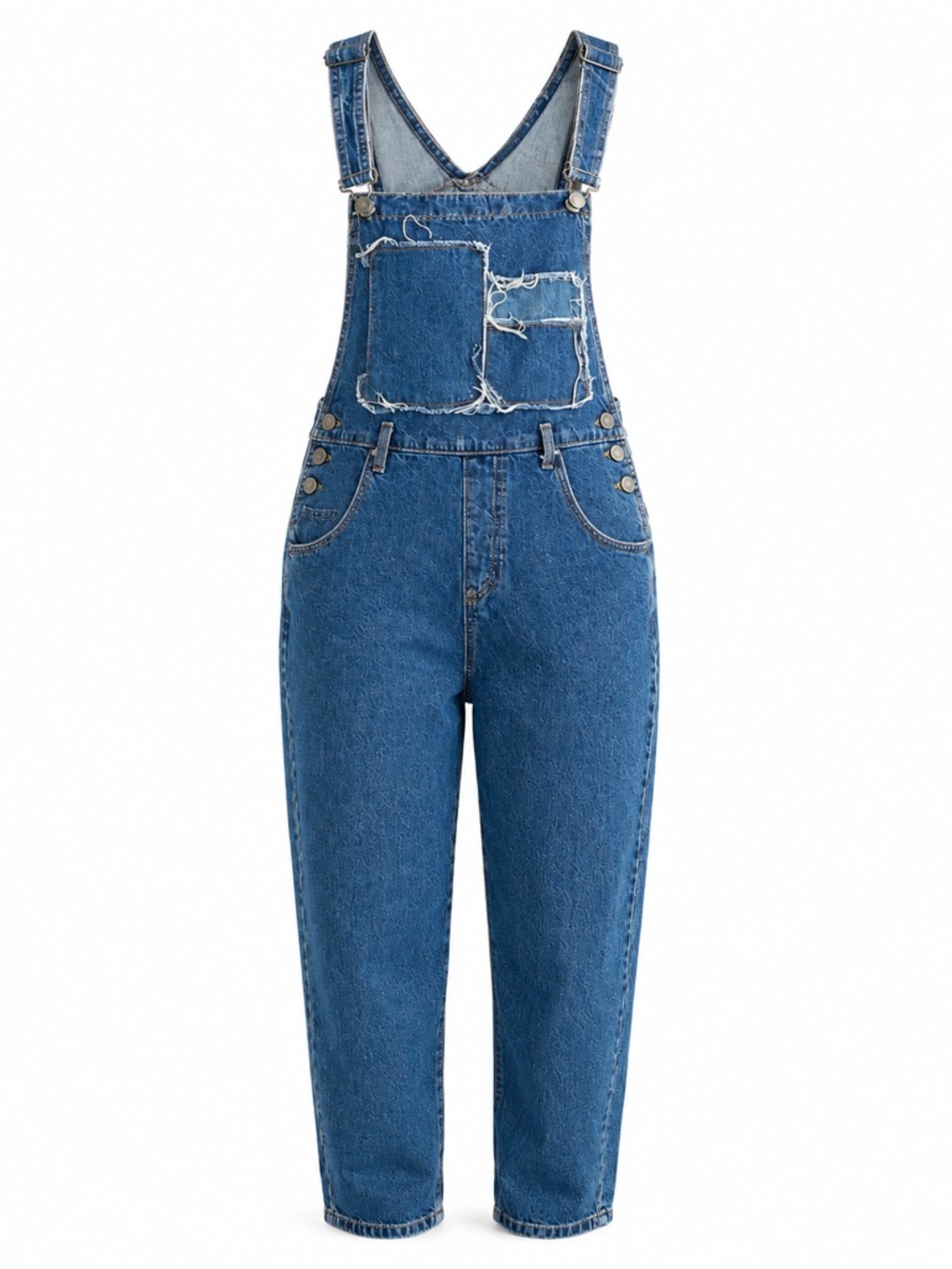 Zara Trafaluc Distressed Patchwork Denim Overalls Women's S Y2K Grunge Jeans